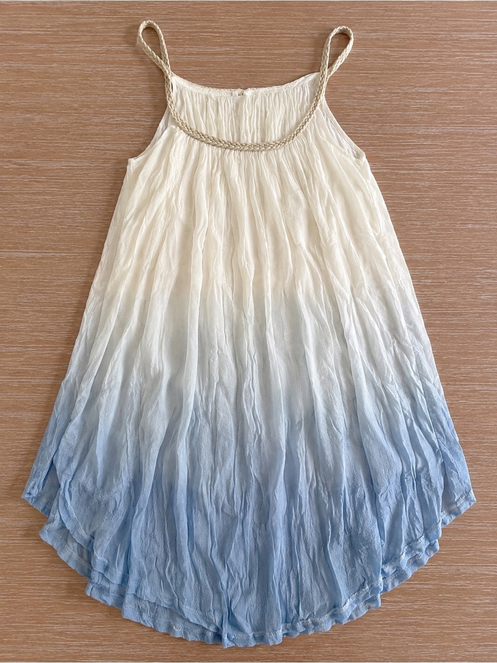 Blue Ombre Flowy Crinkle Sundress w/ Braided Straps 🌊